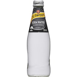 SCHWEPPES SODA WATER CLASSIC MIXERS 300ML GLASS BOTTLE PACK OF 24