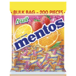 MENTOS LOLLIES FRUIT PILLOW PACK PORTION CONTROL 540G