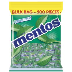 MENTOS LOLLIES SPEARMINT PILLOW PACK PORTION CONTROL 540G