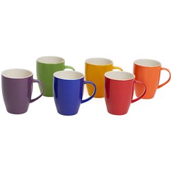 CONNOISSEUR MUGS 350ML ASSORTED COLOURS SET OF 6