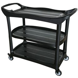 CLEANLINK UTILITY TROLLEY 3-TIER TROLLEY WITHOUT BUCKETS BLACK