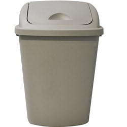 ITALPLAST HEAVY DUTY WASTE BIN WITH SWING TOP LID 58 LITRES GREY