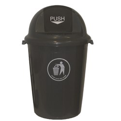 ITALPLAST ROUND HEAVY DUTY WASTE BIN WITH SWING TOP LID 80 LITRES DARK GREY