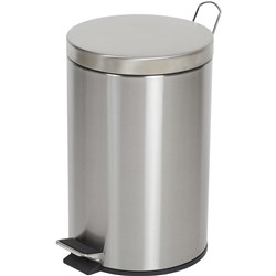 COMPASS ROUND PEDAL BIN 12 LITRES STAINLESS STEEL