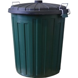 ITALPLAST GARBAGE BIN 75 LITRES GREEN BASE WITH BLACK LID
