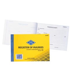 ZIONS ROID WORKCOVER REGISTER OF INJURIES DUPLICATE 25 FORMS