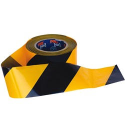 ZIONS BARRICADE SAFETY TAPE 100M X 75MM YELLOW & BLACK