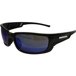 Maxisafe Denver Premium Safety Glasses Anti Fog Blue Mirror Lens Black Frame