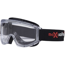 MAXISAFE MAXI GOGGLES WITH ANTI FOG BLACK BAND CLEAR LENS