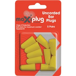 MAXISAFE MAXIPLUG EAR PLUGS DISPOSABLE UNCORDED 26DB YELLOW PACK OF 5 PAIRS