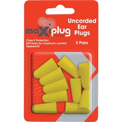 Maxisafe MaxiPlug Ear Plugs Disposable Uncorded 26dB Yellow Pack Of 5 Pairs