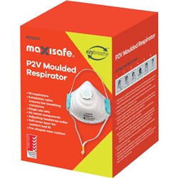 MAXISAFE P2V MOULDED RESPIRATOR DISPOSABLE WITH VALVE WHITE PACK OF 10