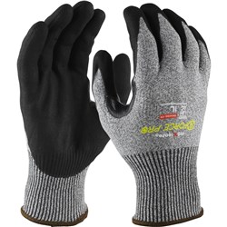 MAXISAFE G-FORCE SAFETY GLOVES ULTRA C5 PLUS REINFORCED EXTRA LARGE GREY AND BLACK