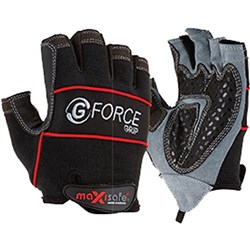 MAXISAFE G-FORCE 'GRIP' MECHANICS GLOVES FINGERLESS SMALL BLACK