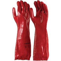MAXISAFE GAUNTLET SINGLE DIPPED GLOVES 45CM RED