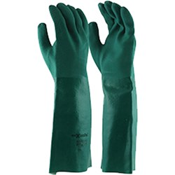 MAXISAFE GAUNTLET DOUBLE DIPPED GLOVES 45CM GREEN