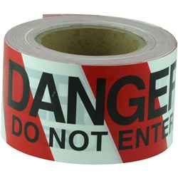 MAXISAFE BARRICADE / BARRIER TAPE DANGER DO NOT ENTER 75MM X 100M BLACK ON RED/WHITE
