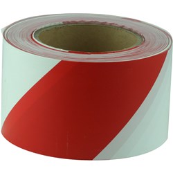 MAXISAFE BARRICADE / BARRIER TAPE 75MM X 100M RED AND WHITE