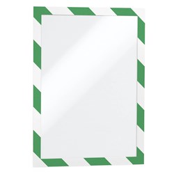 DURABLE DURAFRAME SECURITY SELF ADHESIVE INFO FRAME A4 GREEN/WHITE PACK OF 2