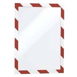 DURABLE DURAFRAME SECURITY SELF ADHESIVE INFO FRAME A4 RED/WHITE PACK OF 2