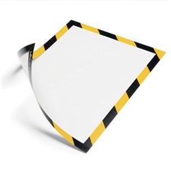 DURABLE MAGNETIC FRAME A4 SECURITY YELLOW ON BLACK PACK OF 5