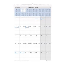 DEBDEN CALENDAR WALL PLANNER 394 X 577MM MONTH TO VIEW WIRO TOP