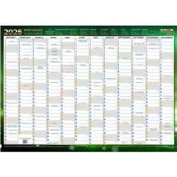 COLLINS WRITERAZE DATED WALL PLANNER 500 X 700MM RECYCLED UNFRAMED GREEN