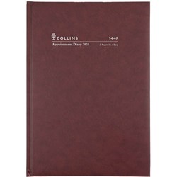 COLLINS APPOINTMENT DIARY A4 2 PAGES TO A DAY BURGUNDY