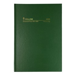 COLLINS FINANCIAL YEAR DIARY A4 2 DAYS TO PAGE GREEN