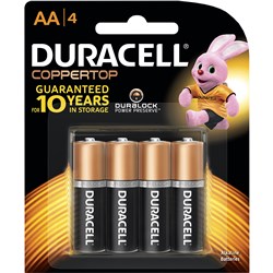 DURACELL COPPERTOP ALKALINE BATTERY SIZE AA PACK OF 4
