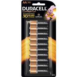 DURACELL COPPERTOP ALKALINE BATTERY SIZE AA PACK OF 10