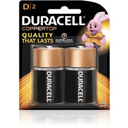 DURACELL COPPERTOP ALKALINE BATTERY SIZE D PACK OF 2