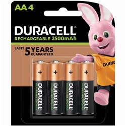 DURACELL RECHARGEABLE 2500MAH BATTERY SIZE AA PACK OF 4