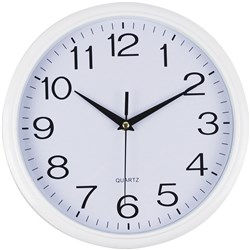 Italplast Wall Clock 30cm Round With Large Numbers White Frame White Face