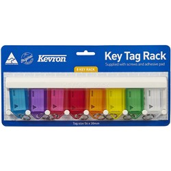 KEVRON ID5 KEY TAG RACK WITH 8 TAGS ASSORTED COLOURS