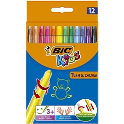 BIC KIDS TURN & COLOUR TWIST CRAYON ASSORTED WALLET OF 12