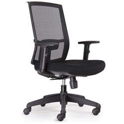 RAPIDLINE KAL TASK CHAIR HIGH MESH BLACK BACK WITH ARMS BLACK FABRIC SEAT