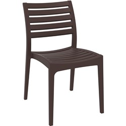 ARES HOSPITALITY DINING CHAIR INDOOR OUTDOOR USE STACKABLE POLYPROPYLENE CHOCOLATE