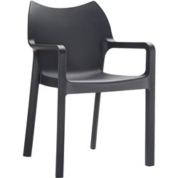 DIVA HOSPITALITY DINING CHAIR WITH ARMS HEAVY DUTY INDOOR OUTDOOR BLACK POLYPROPYLENE