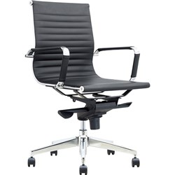 NAPLES EXECUTIVE MEDIUM BACK CHAIR WITH ARMS BLACK PU
