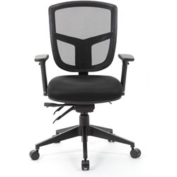 MIAMI MESH MEDIUM BACK TASK CHAIR WITH ARMS BLACK MESH BACK FABRIC SEAT BLACK