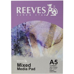 REEVES MIXED MEDIA PAD A5 200GSM 15 SHEET