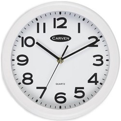 CARVEN WALL CLOCK 25CM DIAMETER WHITE FRAME