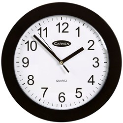 CARVEN WALL CLOCK 25CM DIAMETER BLACK FRAME