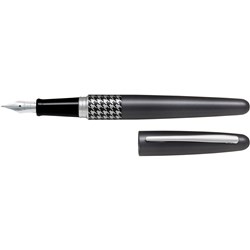 PILOT MR3 FOUNTAIN PEN MEDIUM NIB HOUNDSTOOTH GREY BARREL BLACK INK