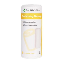 FIRST AIDER'S CHOICE CONFORMING BANDAGE 7.5CM WIDE WHITE