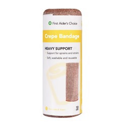 FIRST AIDER'S CHOICE HEAVY SUPPORT CREPE BANDAGE 10CM WIDE TAN