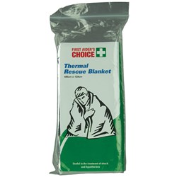 FIRST AIDER'S CHOICE THERMAL RESCUE BLANKET 129W X 185CML SILVER
