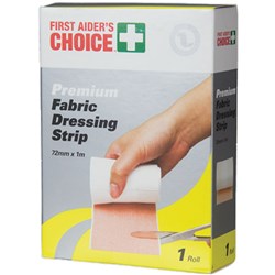 FIRST AIDER'S CHOICE PREMIUM FABRIC DRESSING STRIP 7.2MM X 1M TAN