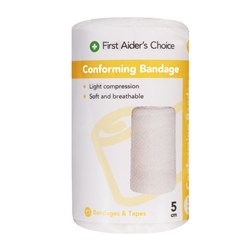 FIRST AIDER'S CHOICE CONFORMING BANDAGE 5CM WIDE WHITE